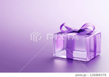 Elegant purple gift box with ribbon, perfect for a festive or birthday celebration 126866378