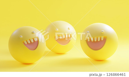 Smiley yellow happy face emotion ball cartoon with bright fun cheerful expression joyful mood Smiley yellow happy face emotion ball cartoon with bright fun cheerful expression joyful mood 126866461