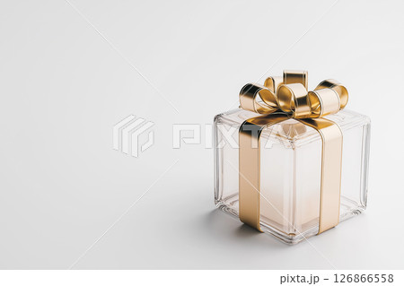 Elegant present box with gold ribbon, perfect for festive celebrations and special occasions 126866558