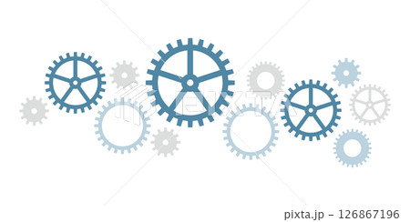 歯車　イラスト　シンプル　グレー　青　背景	 126867196