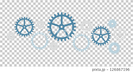 歯車　イラスト　シンプル　グレー　青　背景	 126867196
