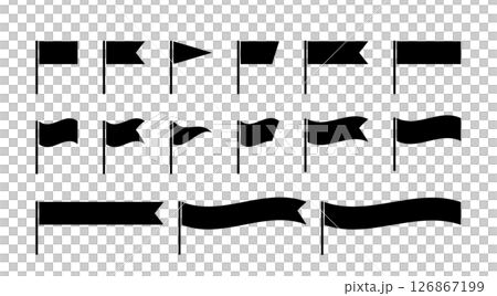旗　アイコン　シンプル　ベクター　黒　セット 126867199