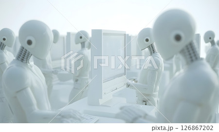 PCを操作するロボット 126867202
