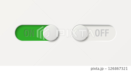 Toggle Switch Vector Set. Realistic Toggle Switch Vector Illustration. On Off Button, Modern Toggle Switch for User Interface, App, Web, Settings, Technology. UI Element, Control Panel 126867321