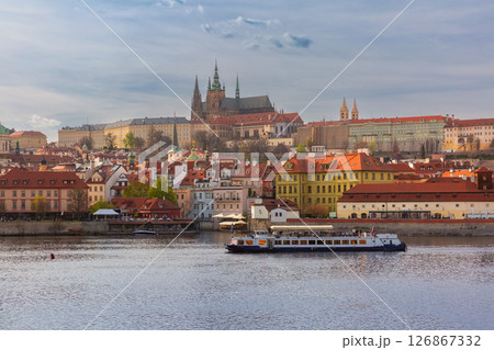 Prague landmark and Vltava River in Prague Czech Republic 126867332