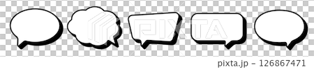 Simple speech bubble set vector white black border 3D 126867471