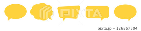 ゆるい　吹き出し　黄色　セット　シンプル　ベクター	 126867504
