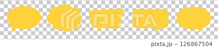 ゆるい　吹き出し　黄色　セット　シンプル　ベクター	 126867504