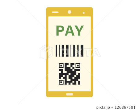 デジタルマネーやスマホのバーコード決済画面をイメージしたイラスト デジタルマネーやスマホのバーコード決済画面をイメージしたイラスト 126867581