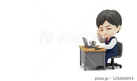 頭痛に悩む男性のイラストのフィギア 126868054
