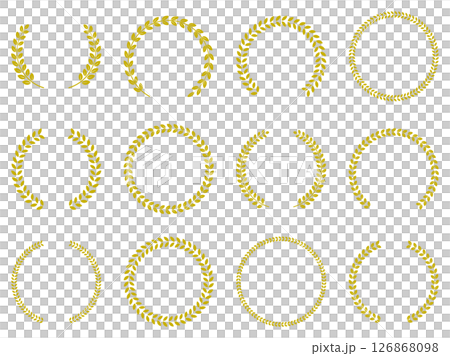 月桂花環金色向量框圈套裝 126868098