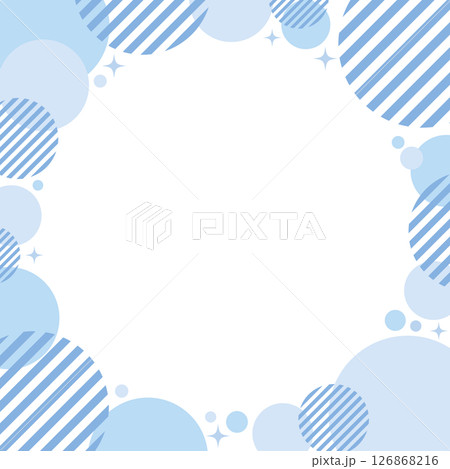 青　水色　幾何学　水玉　フレーム キラキラ　正方形 126868216