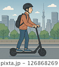 Eスクーター 電動キックボード イラスト 126868269