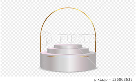 Podium white on transparent background Vector 3d. Template Stand for product presentation studio showroom awards. Product display mockup. 126868635