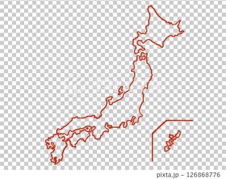 Map of Japan (line drawing) red 126868776