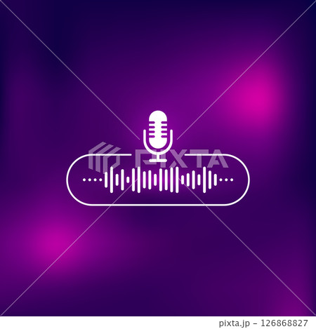 Podcast. Microphone icon. Radio podcast icon. Webinar, interview, online training, radio show, podcast concept. Webcast audio record concept. Vector illustration. Podcast. Microphone icon. Radio podcast icon. Webinar, interview, online training, radio show, podcast concept. Webcast audio record concept. Vector illustration. 126868827