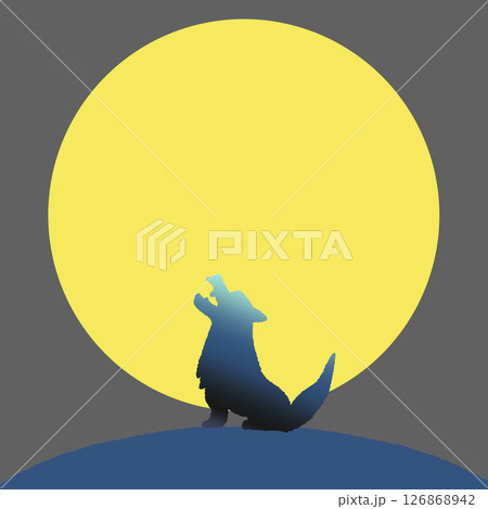 月に吠える狼の背景イラスト 126868942