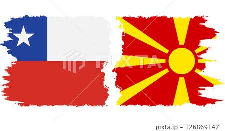Northern Macedonia and Chile grunge flags connection vector 126869147
