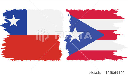 Puerto Rico and Chile grunge flags connection vector 126869162