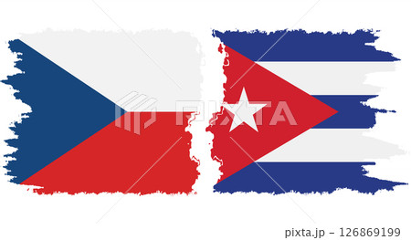Cuba and Czech grunge flags connection vector 126869199