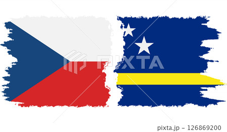 Curacao and Czech grunge flags connection vector 126869200