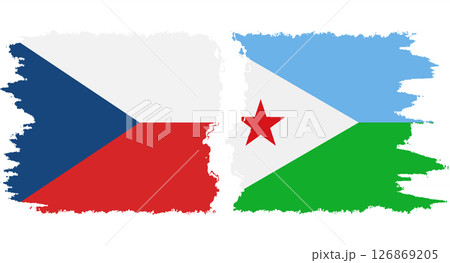 Djibouti and Czech grunge flags connection vector 126869205