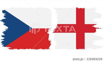 England and Czech grunge flags connection vector 126869208