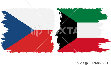 Kuwait and Czech grunge flags connection vector 126869221