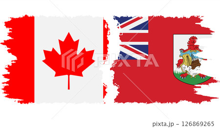Bermuda and Canada grunge flags connection vector 126869265