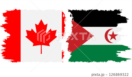 Western Sahara and Canada grunge flags connection vector Western Sahara and Canada grunge flags connection vector 126869322