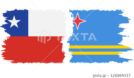 Aruba and Chile grunge flags connection vector 126869337