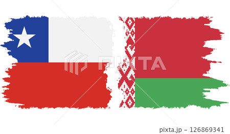 Belarusian and Chile grunge flags connection vector 126869341