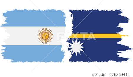 Nauru and Argentina grunge flags connection vector 126869439