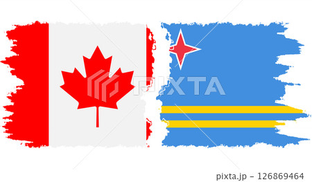 Aruba and Canada grunge flags connection vector 126869464