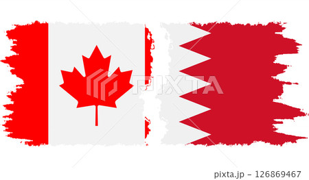 Bahrain and Canada grunge flags connection vector 126869467