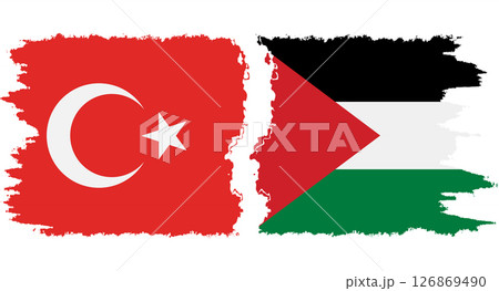 Palestine and Turkey grunge flags connection vector 126869490