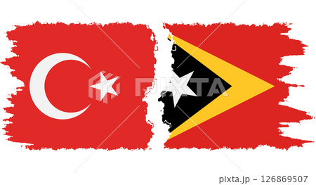Timor-Leste - East Timor and Turkey grunge flags connection vecto 126869507