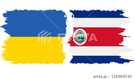 Costa Rica and Ukraine grunge flags connection vector 126869530