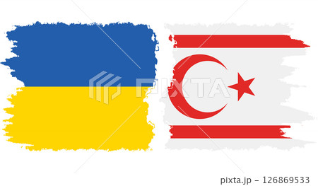 Turkish Republic of Northern Cyprus and Ukraine grunge flags conne 126869533