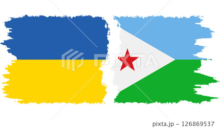 Djibouti and Ukraine grunge flags connection vector 126869537