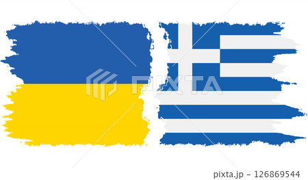 Greece and Ukraine grunge flags connection vector 126869544