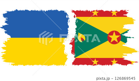 Grenada and Ukraine grunge flags connection vector 126869545