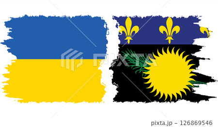 Guadeloupe and Ukraine grunge flags connection vector 126869546