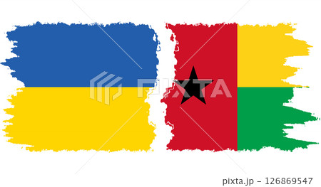 Guinea Bissau and Ukraine grunge flags connection vector 126869547