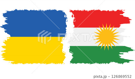 Kurdistan and Ukraine grunge flags connection vector 126869552