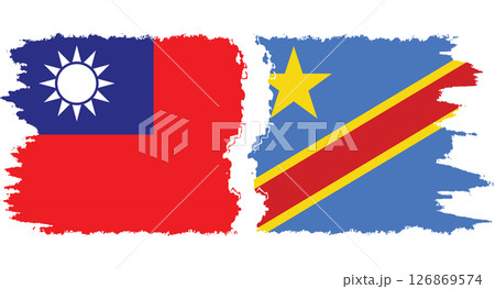 Congo - Kinshasa and Taiwan grunge flags connection vector 126869574