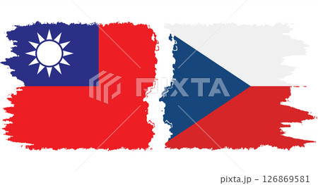 Czech and Taiwan grunge flags connection vector 126869581