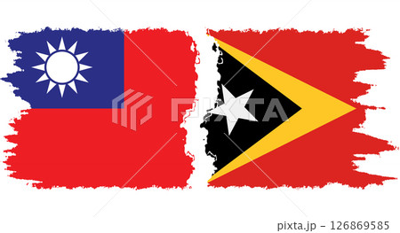 Timor-Leste - East Timor and Taiwan grunge flags connection vector 126869585