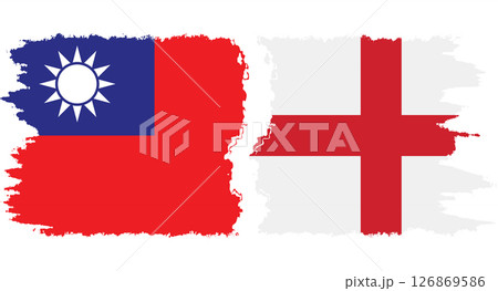 England and Taiwan grunge flags connection vector 126869586
