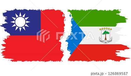 Equatorial Guinea and Taiwan grunge flags connection vector 126869587